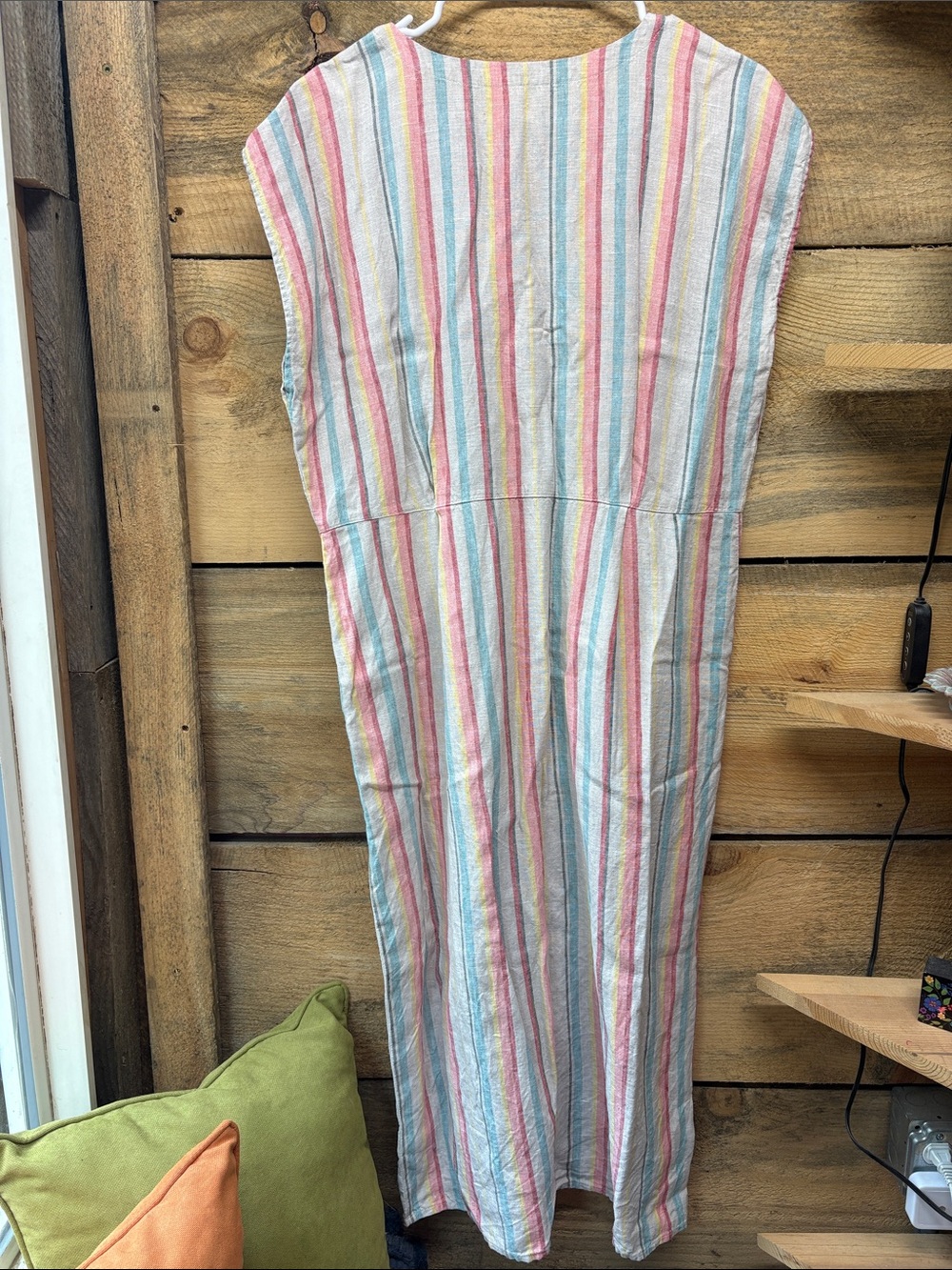Garnet Hill Button Down Striped Midi Dress - Picture 6 of 7